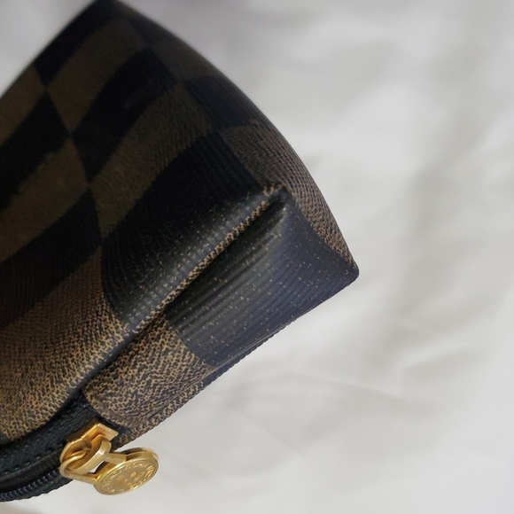 Fendi Vintage Pequin Cosmetic Pouch | Brown Check - Picture 7 of 14